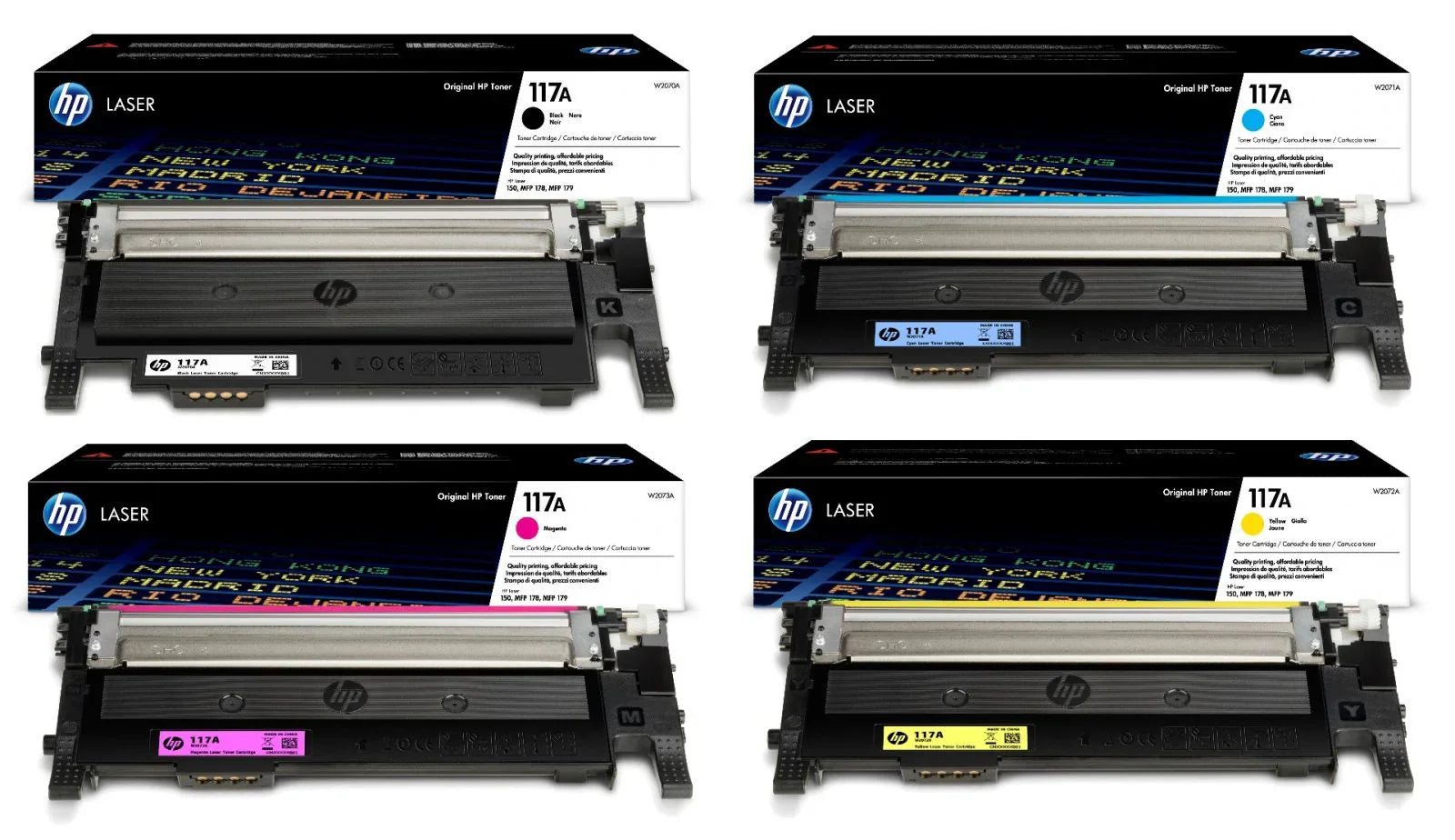 HP 117A Original Toner Cartridge 4 Colour CMYK Multipack - (W2070A/W2071A/W2072A/W2073A) - eBuy UAE